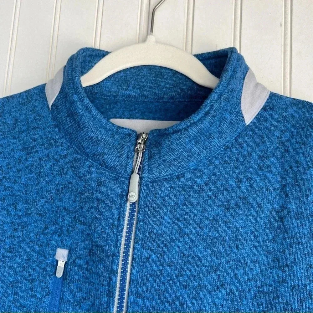Peter Millar Size XXL Crown Sport Blue Heathered Full Zip Fleece Sweater Jacket